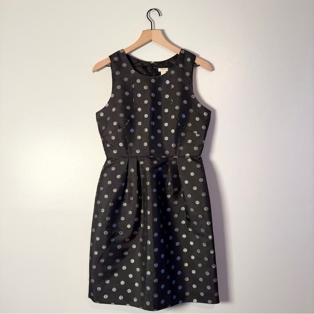J Crew Black and Silver Polka Dot Dress